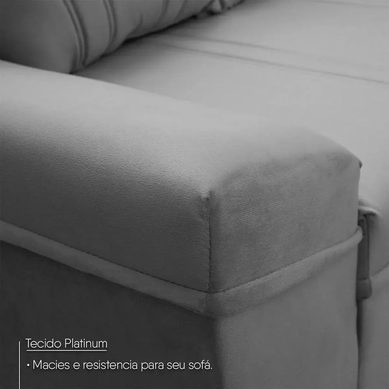 Sofá Canto London Cinza Suede Velut