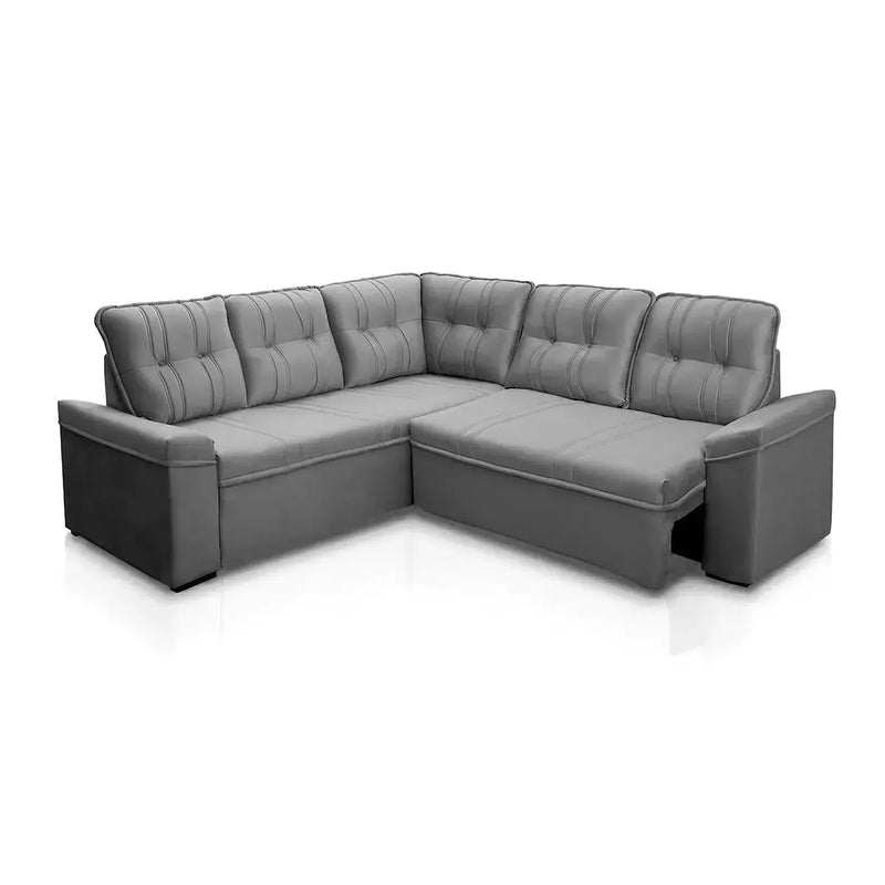 Sofá Canto London Cinza Suede Velut