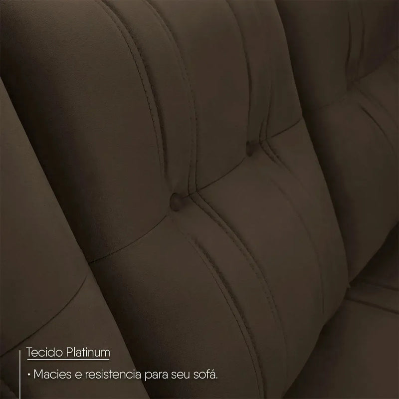 Sofá Canto London Marrom Suede Velut