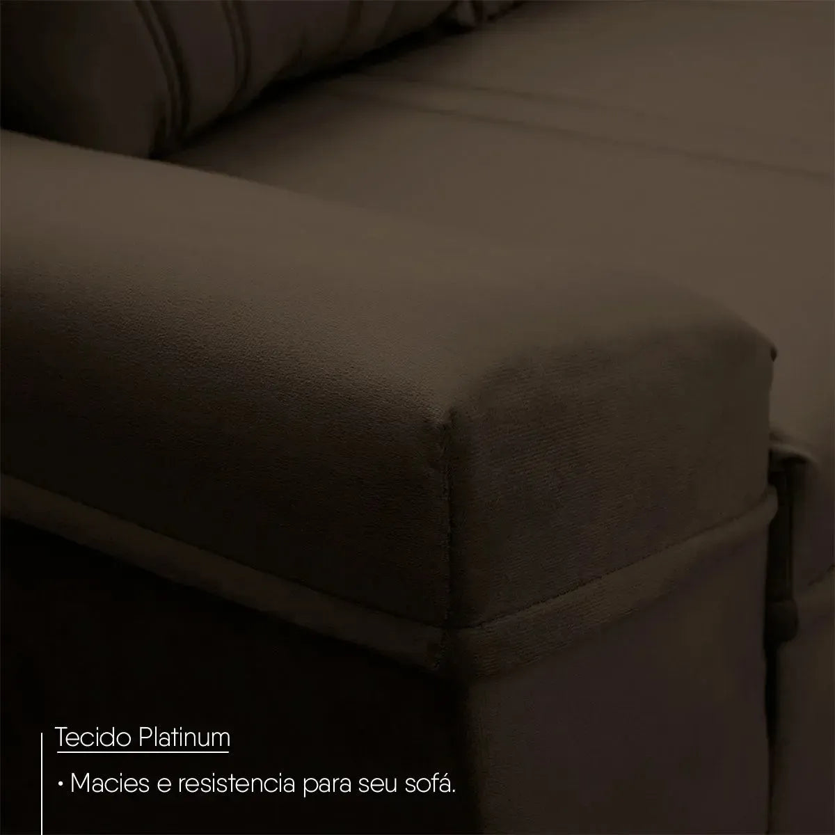 Sofá Canto London Marrom Suede Velut