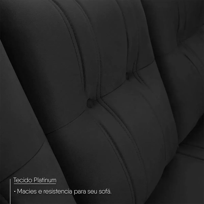 Sofá Canto London Preto Suede Velut