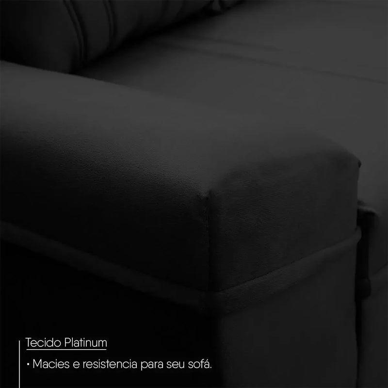 Sofá Canto London Preto Suede Velut