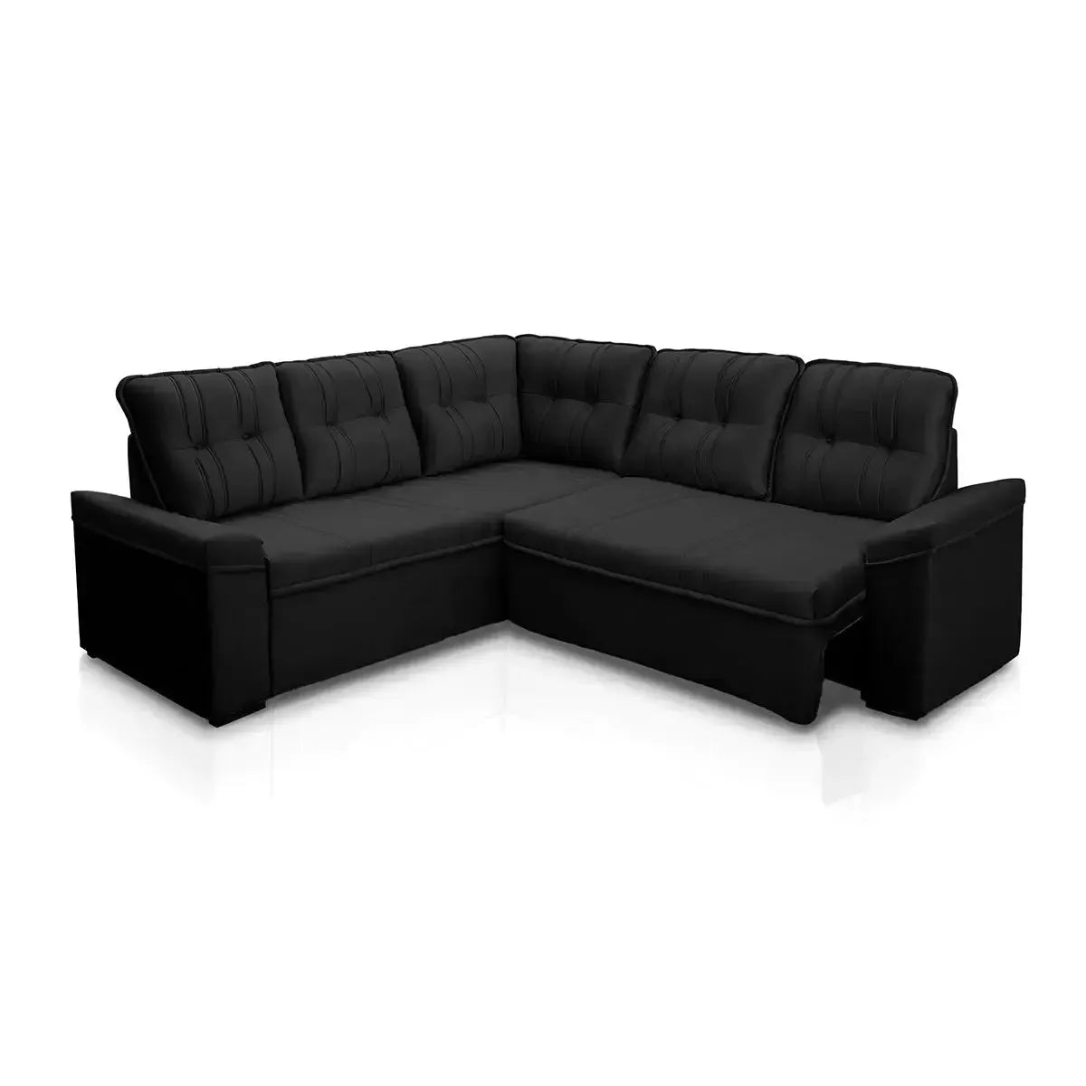 Sofá Canto London Preto Suede Velut