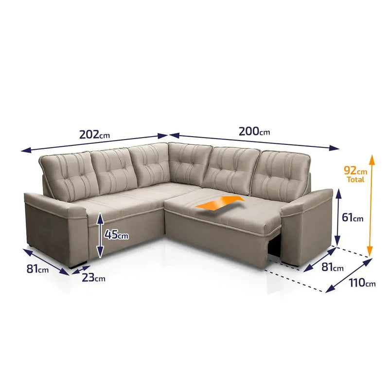 Sofá Canto London Tabaco Suede Velut