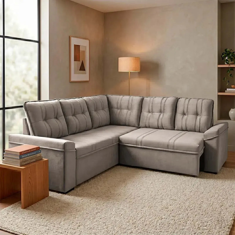 Sofá Canto London Tabaco Suede Velut
