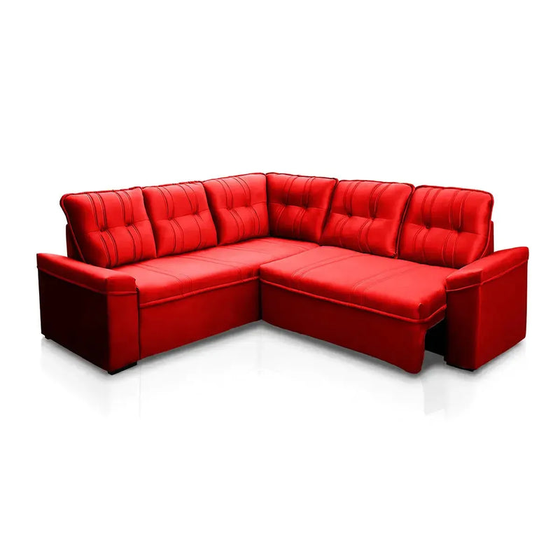 Sofá Canto London Vermelho Suede Velut