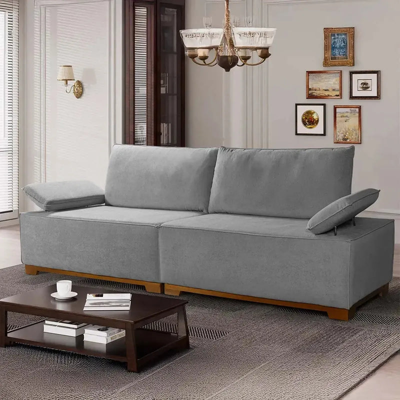 Sofá Living Braço Articulado Deluxe 2,00m Bouclê Cinza