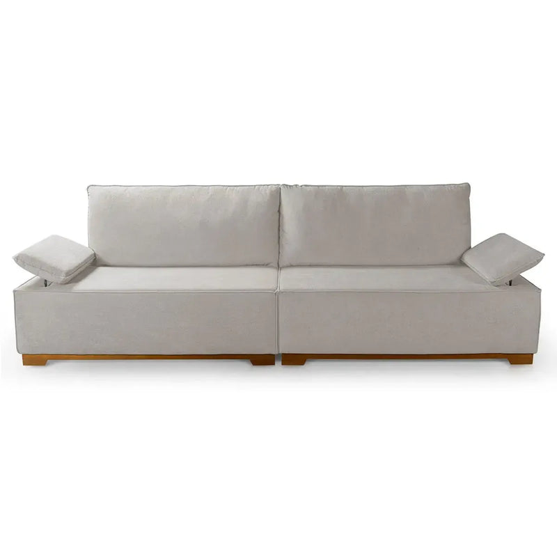 Sofá Living Braço Articulado Deluxe 2,00m Bouclê Off White