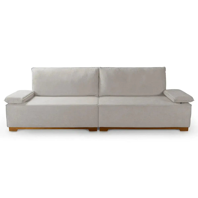 Sofá Living Braço Articulado Deluxe 2,00m Bouclê Off White