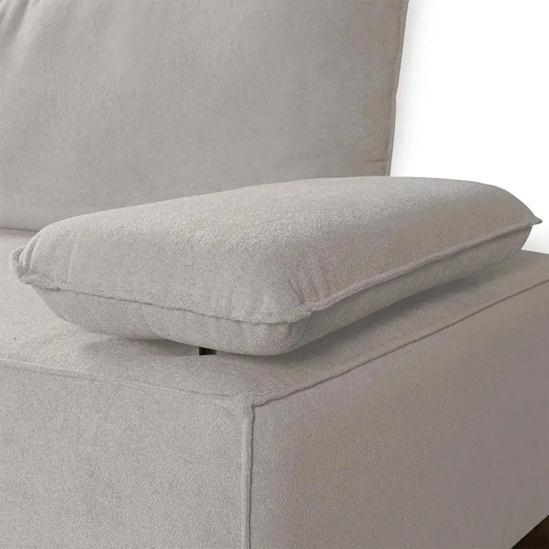 Sofá Living Braço Articulado Deluxe 2,00m Bouclê Off White