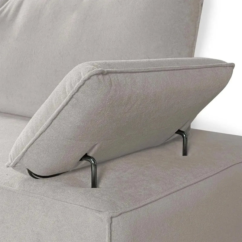 Sofá Living Braço Articulado Deluxe 2,00m Bouclê Off White
