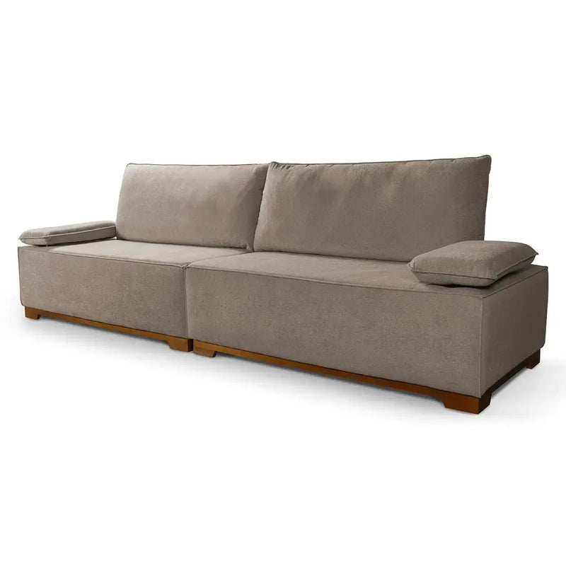 Sofá Living Braço Articulado Deluxe 2,30m Bouclê Bege