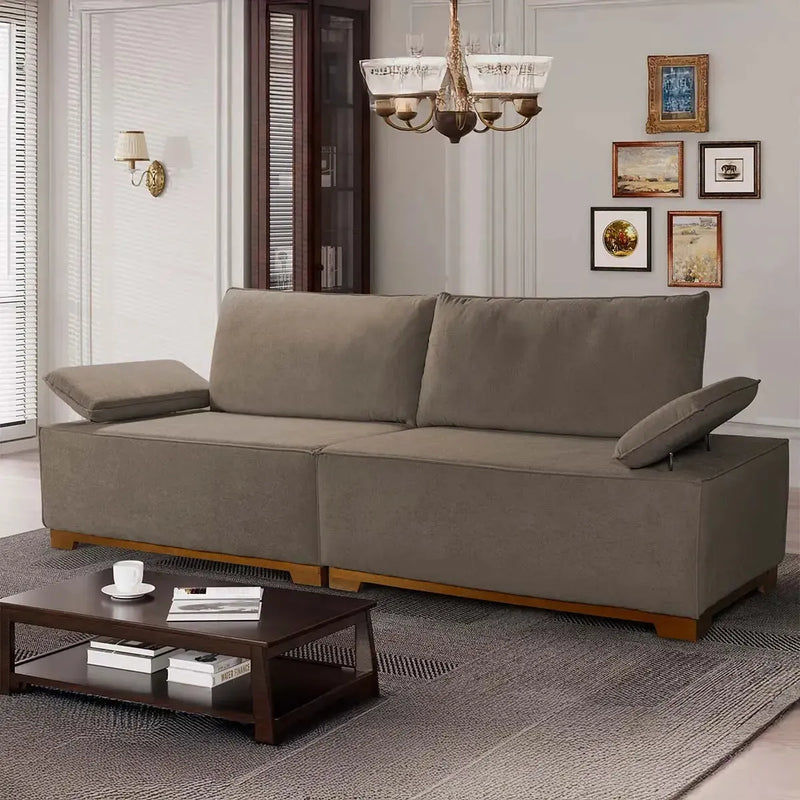 Sofá Living Braço Articulado Deluxe 2,30m Bouclê Marrom