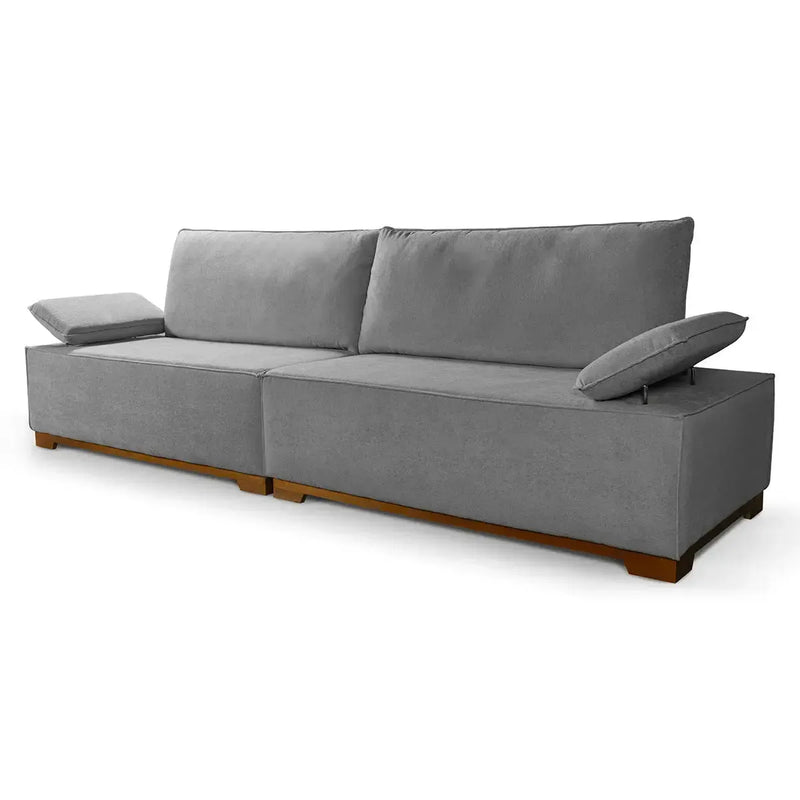 Sofá Living Braço Articulado Deluxe 2,50m Bouclê Cinza