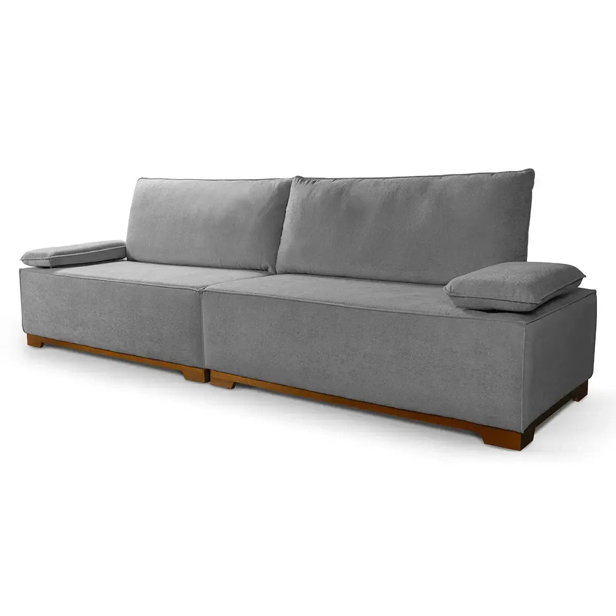 Sofá Living Braço Articulado Deluxe 2,50m Bouclê Cinza