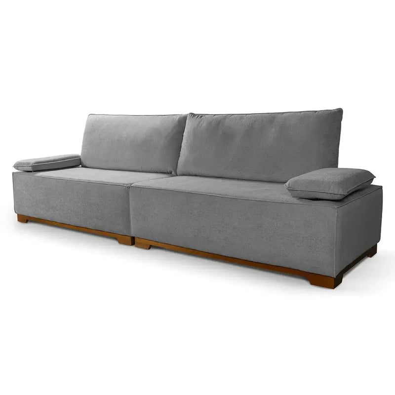 Sofá Living Braço Articulado Deluxe 2,50m Bouclê Cinza