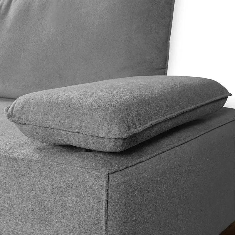 Sofá Living Braço Articulado Deluxe 2,50m Bouclê Cinza