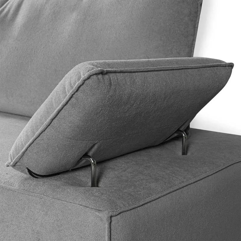 Sofá Living Braço Articulado Deluxe 2,50m Bouclê Cinza