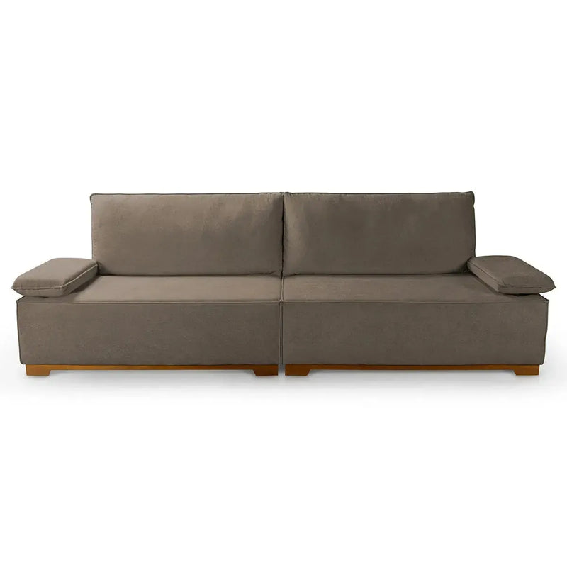 Sofá Living Braço Articulado Deluxe 2,50m Bouclê Marrom