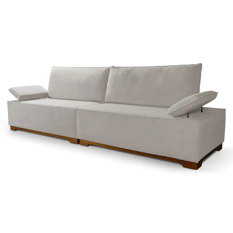 Sofá Living Braço Articulado Deluxe 2,50m Bouclê Off White