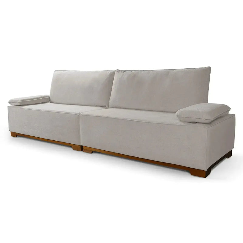 Sofá Living Braço Articulado Deluxe 2,50m Bouclê Off White
