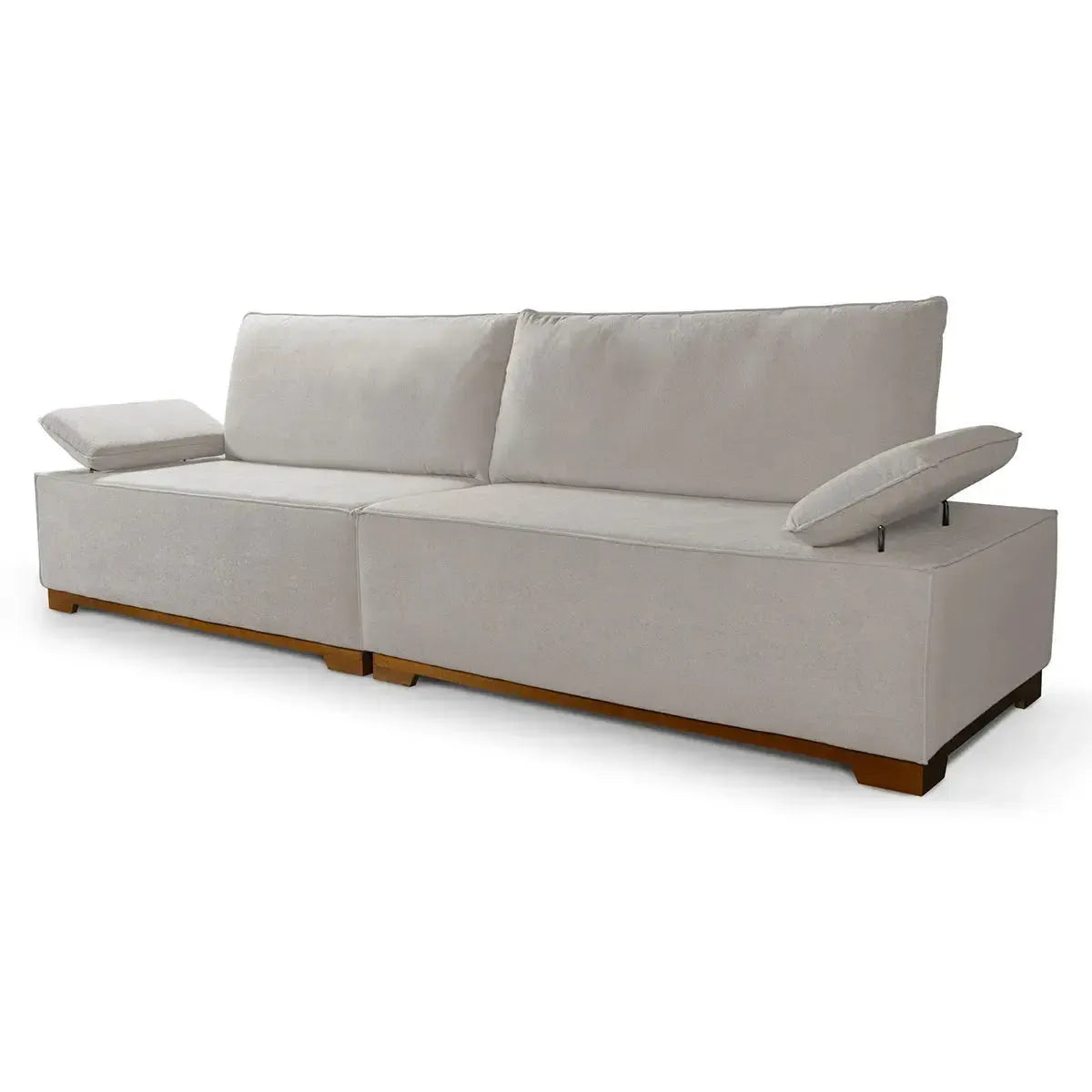 Sofá Living Braço Articulado Deluxe 3,00m Bouclê Off White