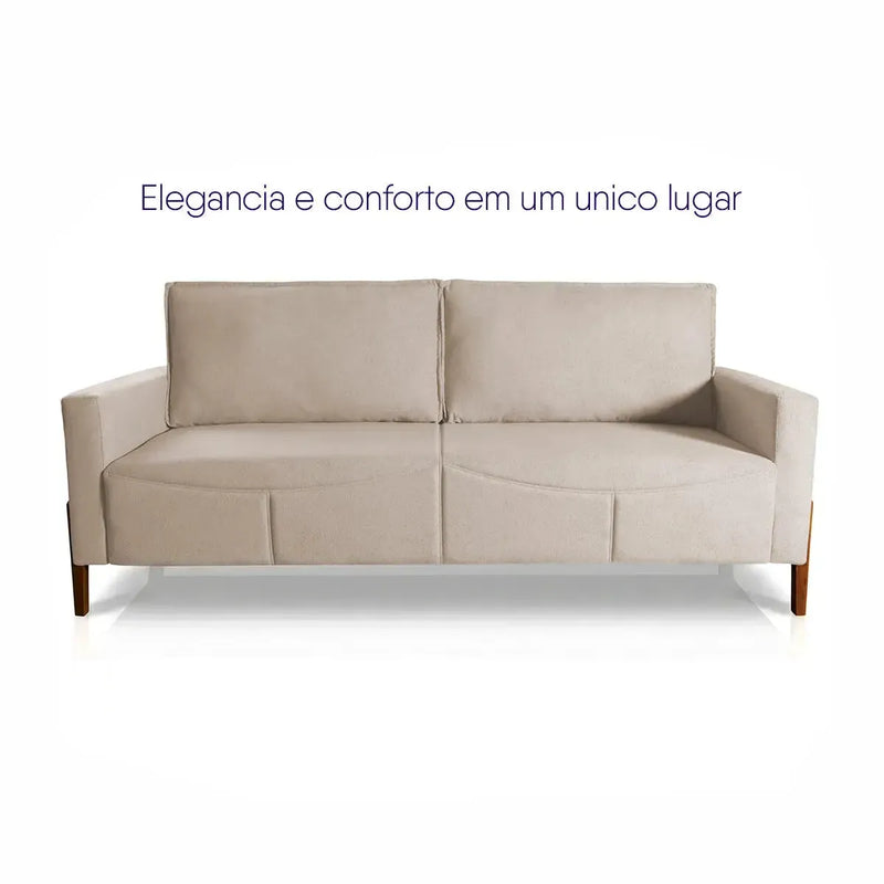 Sofá Living Florença 2,10m Bouclê Bege