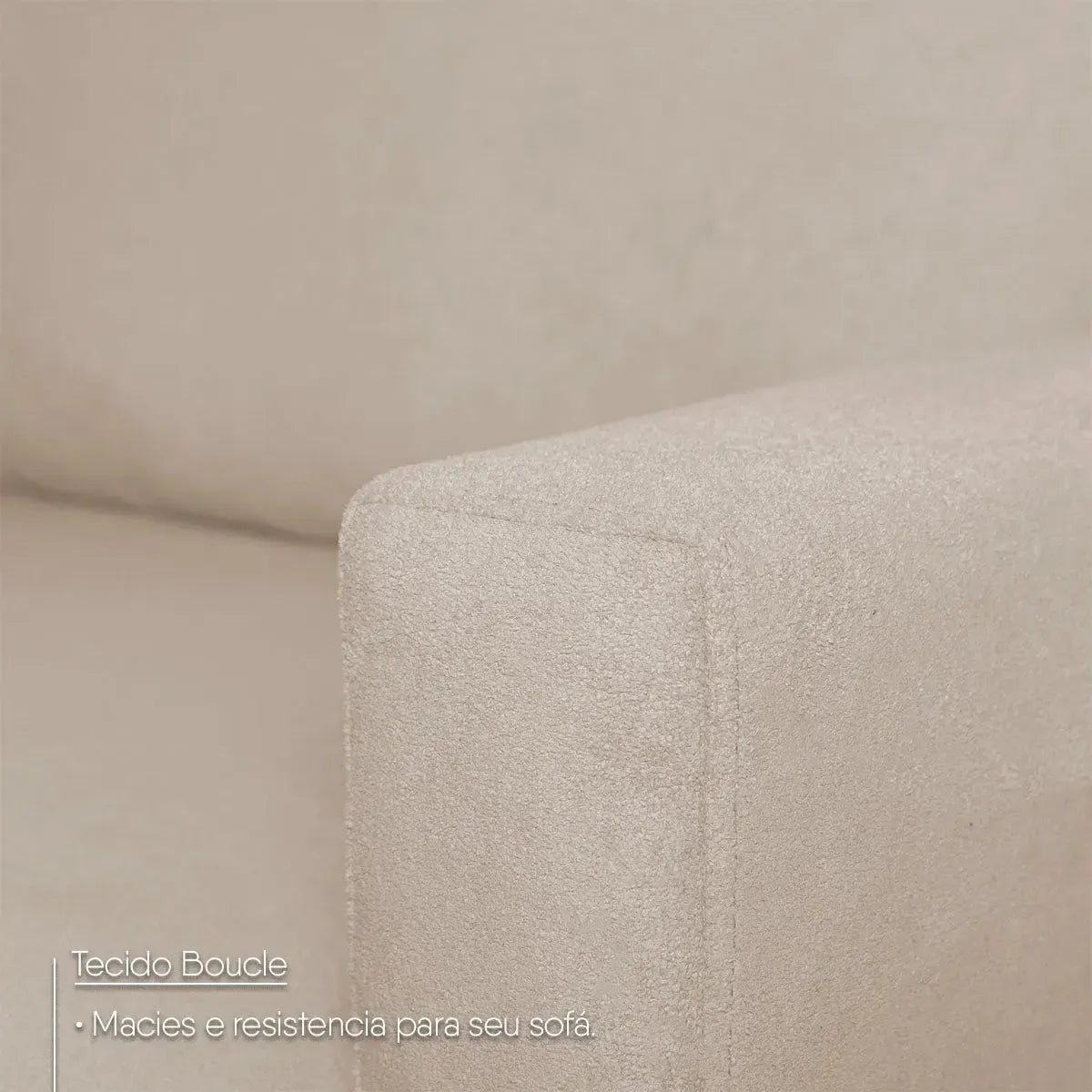 Sofá Living Florença 2,10m Bouclê Bege