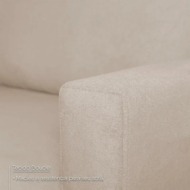Sofá Living Florença 2,10m Bouclê Bege