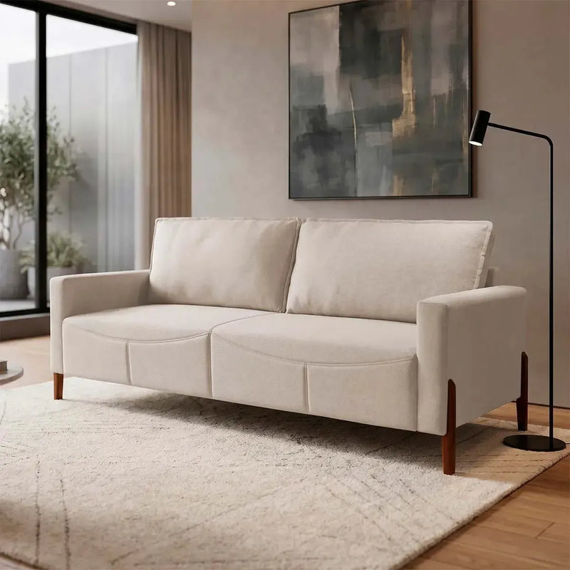 Sofá Living Florença 2,10m Bouclê Bege