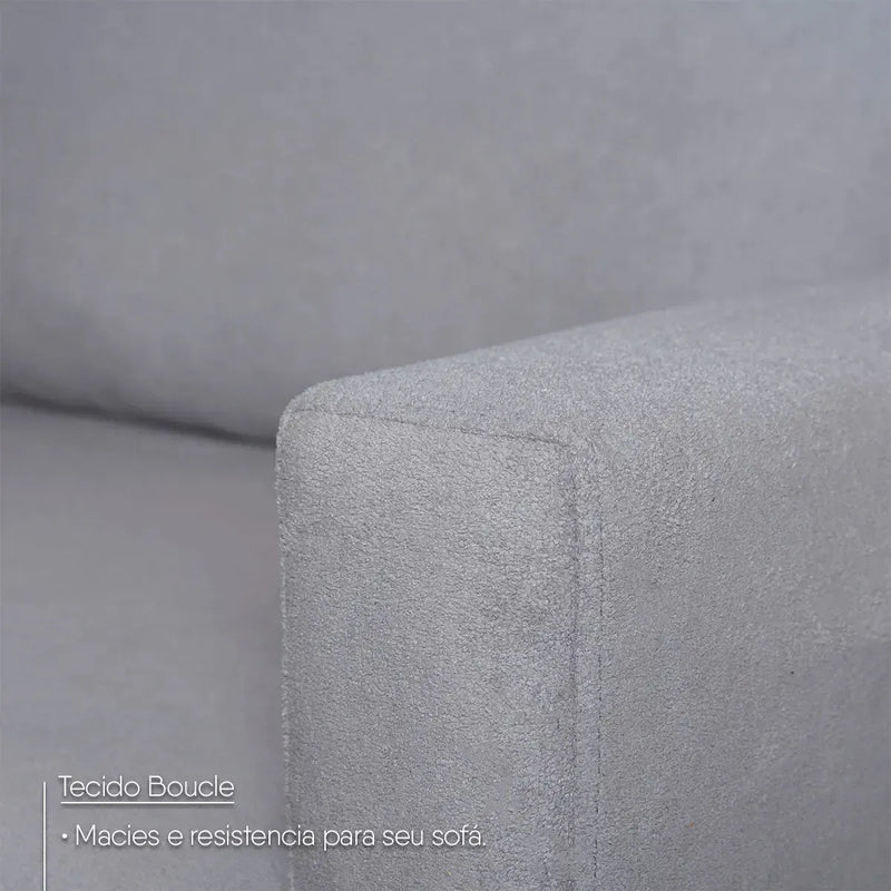 Sofá Living Florença 2,10m Bouclê Cinza