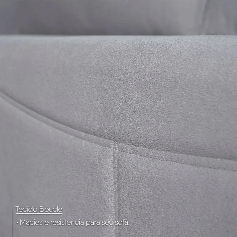 Sofá Living Florença 2,10m Bouclê Cinza