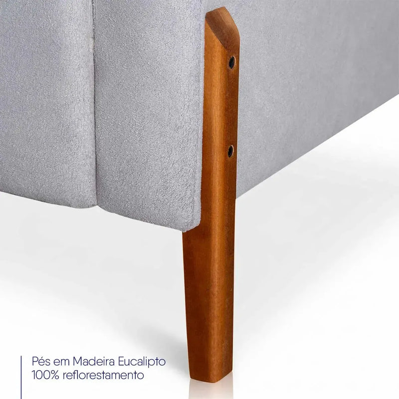 Sofá Living Florença 2,10m Bouclê Cinza