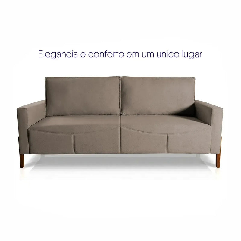 Sofá Living Florença 2,10m Bouclê Marrom