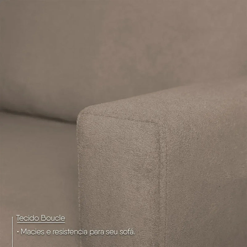 Sofá Living Florença 2,10m Bouclê Marrom