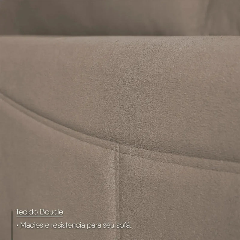 Sofá Living Florença 2,10m Bouclê Marrom