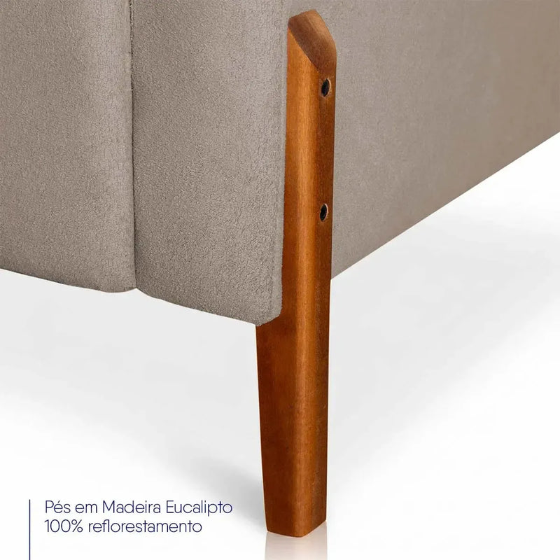 Sofá Living Florença 2,10m Bouclê Marrom