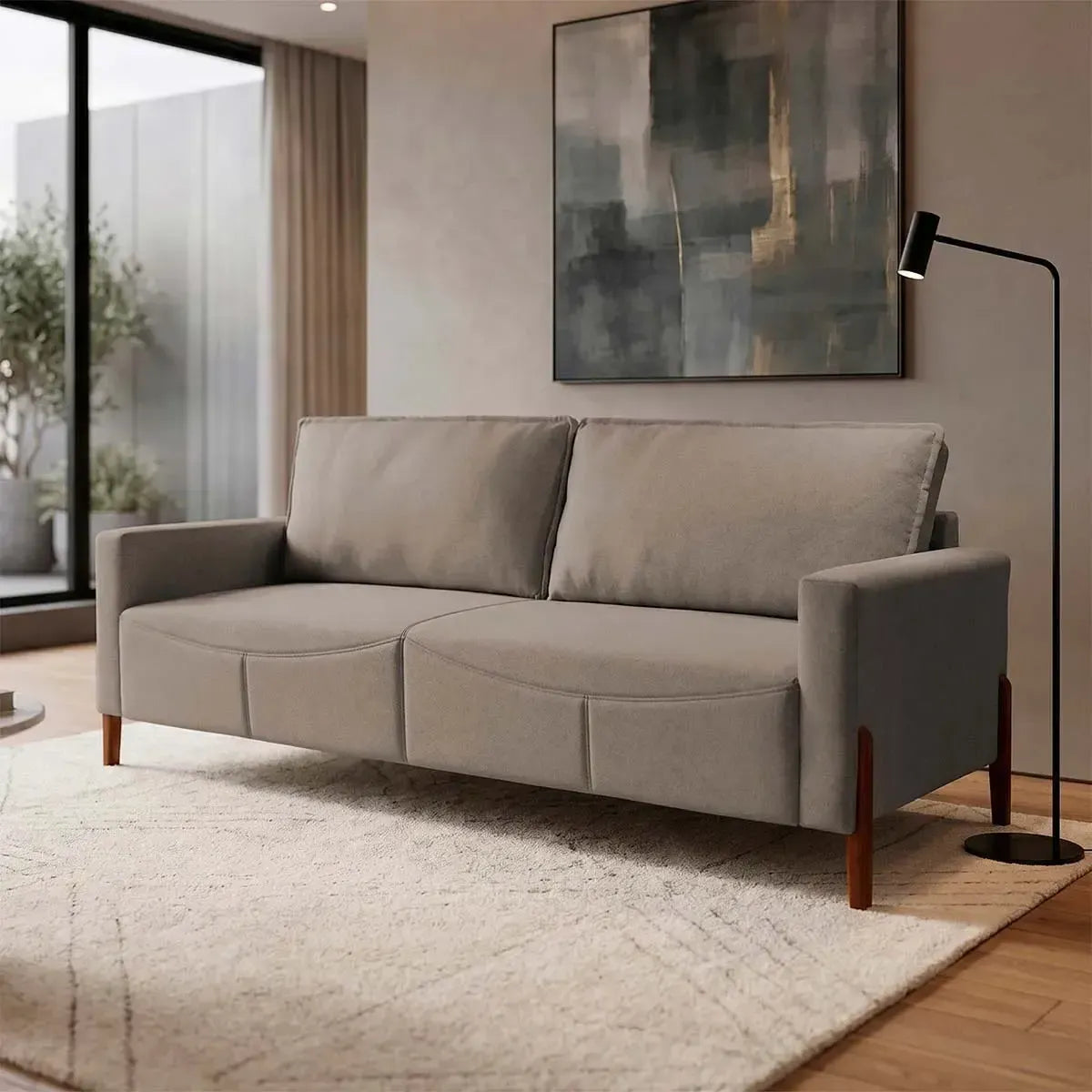 Sofá Living Florença 2,10m Bouclê Marrom