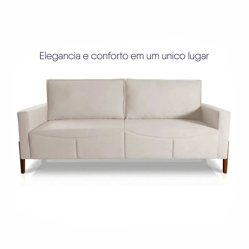 Sofá Living Florença 2,10m Bouclê Off White