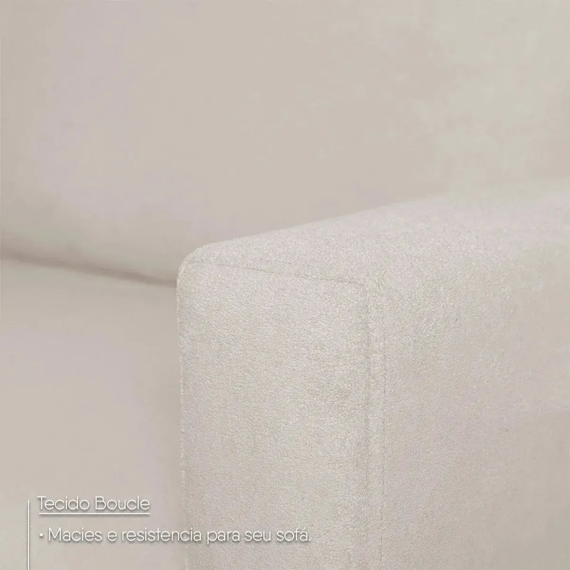 Sofá Living Florença 2,10m Bouclê Off White