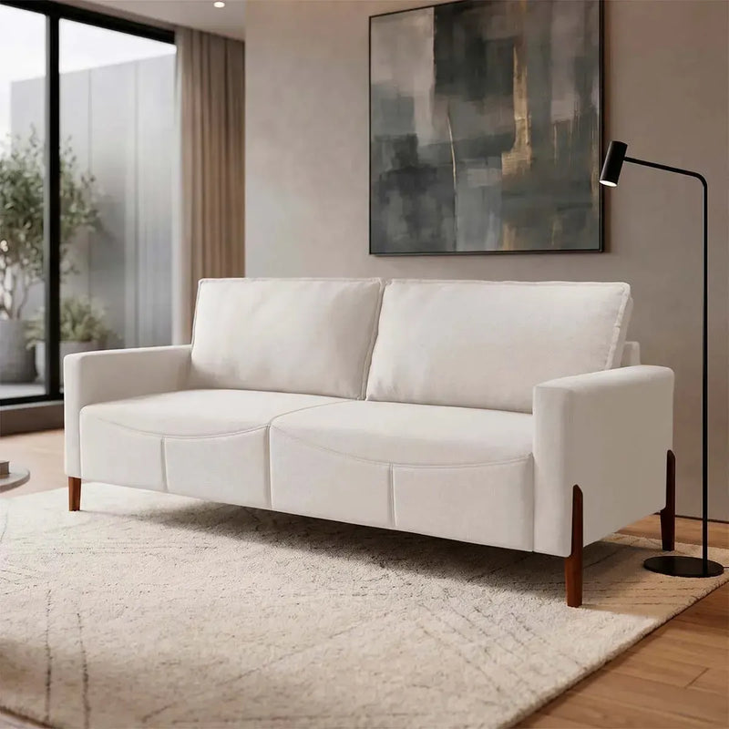 Sofá Living Florença 2,10m Bouclê Off White