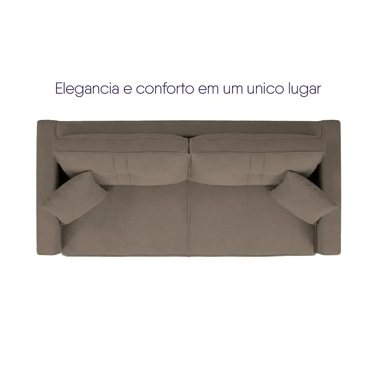 Sofá Living Malibu 2,30m marrom bouclê, design moderno e elegante, visto de cima.
