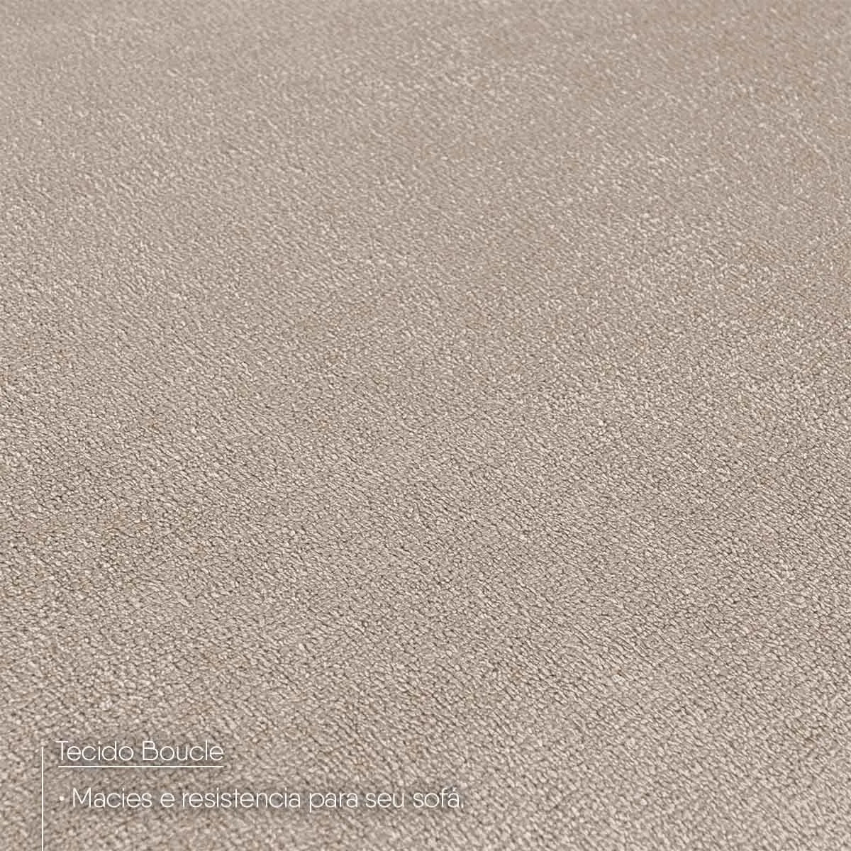 Textura detalhada de tecido Bouclê bege, macio e resistente, ideal para estofamento de sofá.