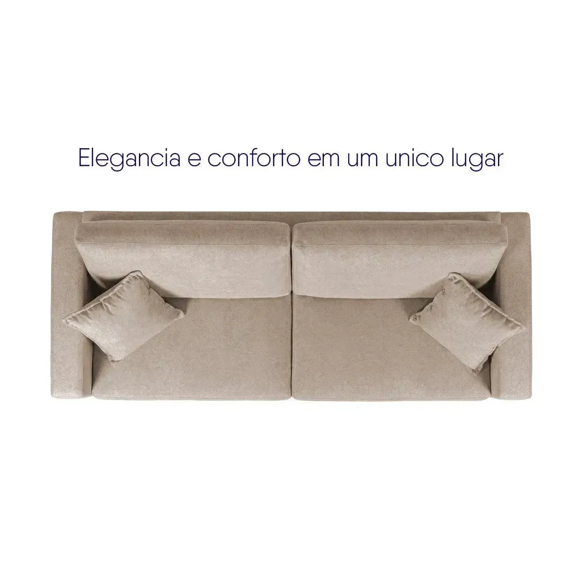 Sofá Living Marau 2,00m Bouclê Bege, design moderno com 2 assentos e almofadas decorativas.