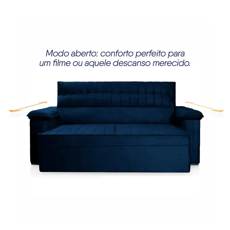 Sofá Retrátil Reclinável 2 lugares com molas 1,50m Quantum Suede Velut Azul
