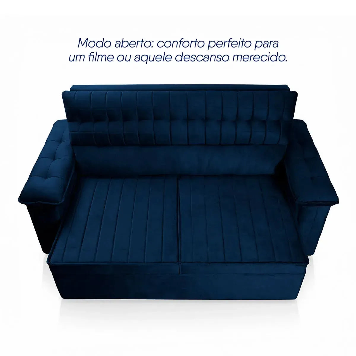 Sofá Retrátil Reclinável 2 lugares com molas 1,50m Quantum Suede Velut Azul