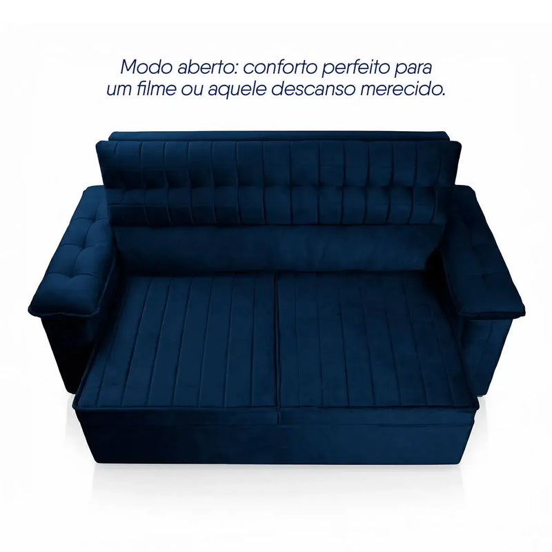 Sofá Retrátil Reclinável 2 lugares com molas 1,50m Quantum Suede Velut Azul