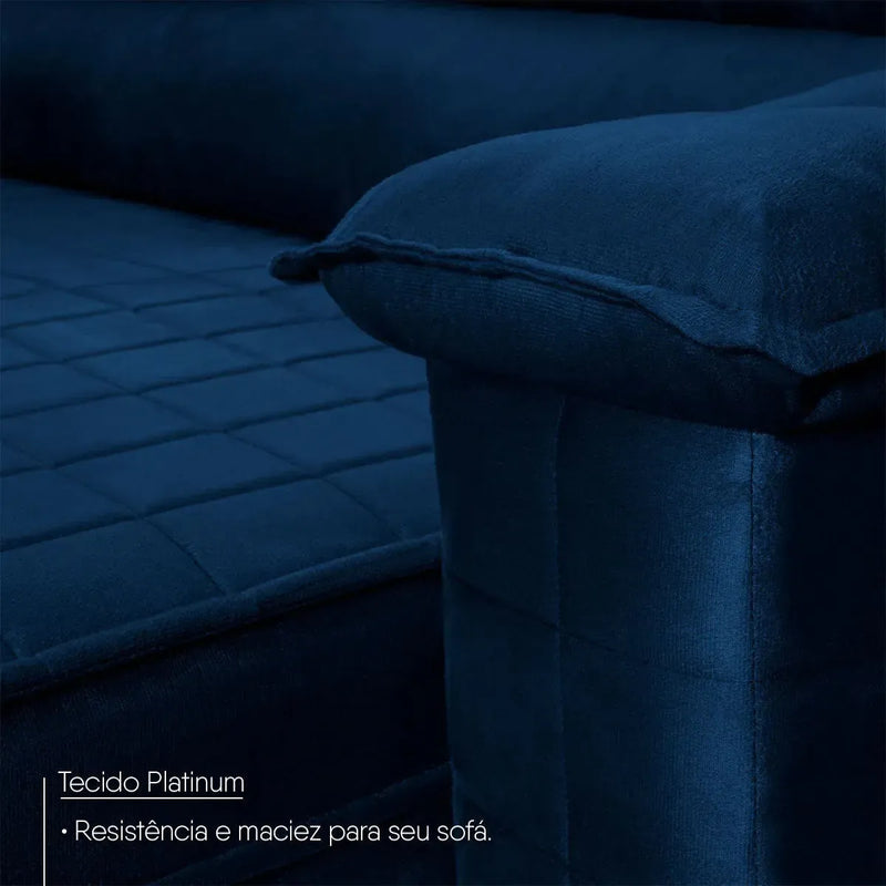 Sofá Retrátil Reclinável 2 lugares com molas 1,50m Quantum Suede Velut Azul