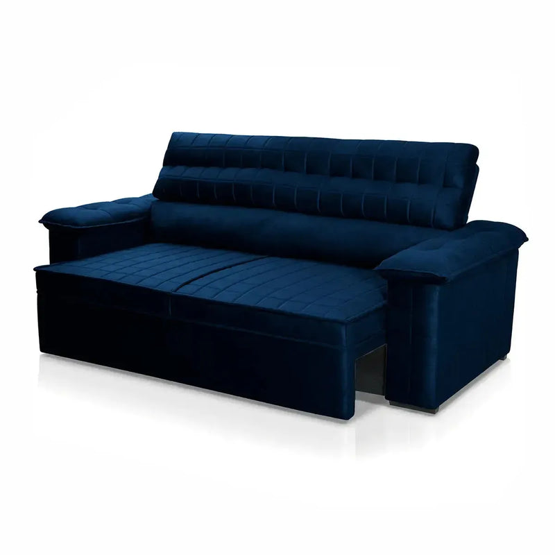 Sofá Retrátil Reclinável 2 lugares com molas 1,50m Quantum Suede Velut Azul