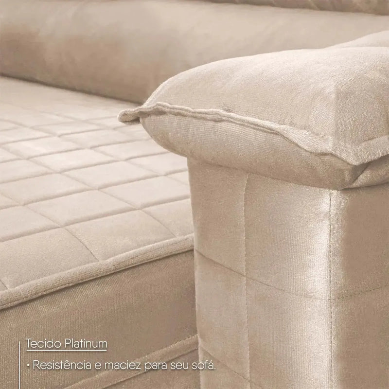 Sofá Retrátil Reclinável 2 lugares com molas 1,50m Quantum Suede Velut Bege
